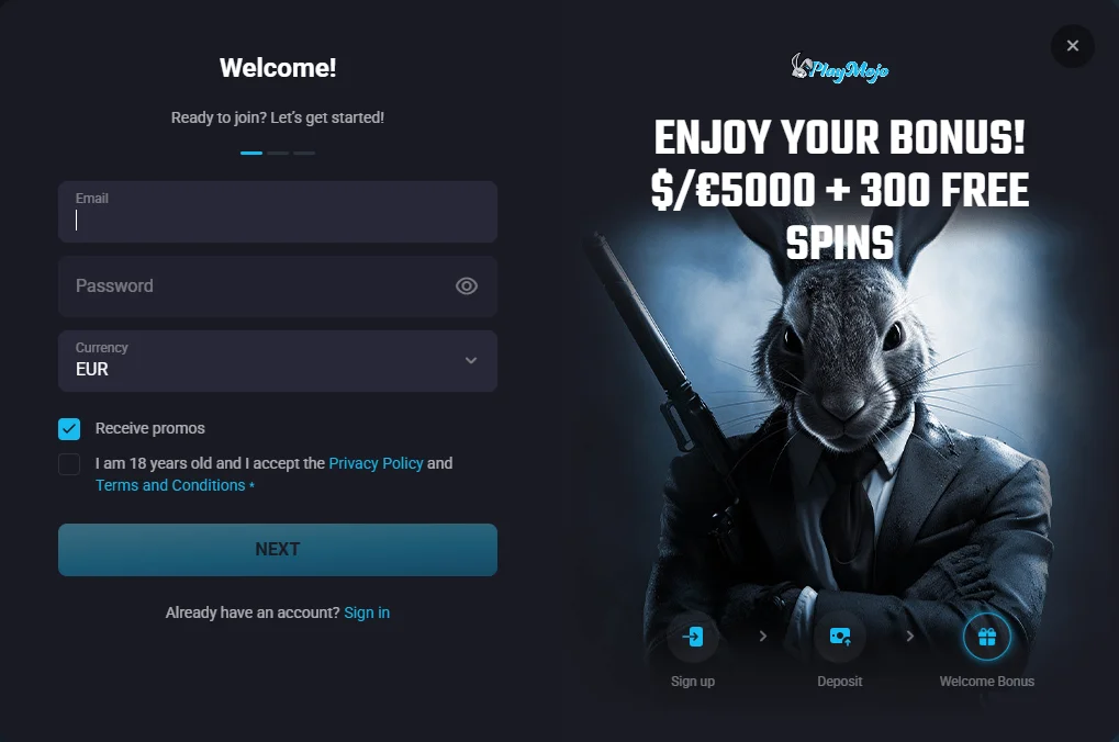 Playmojo casino Sign Up