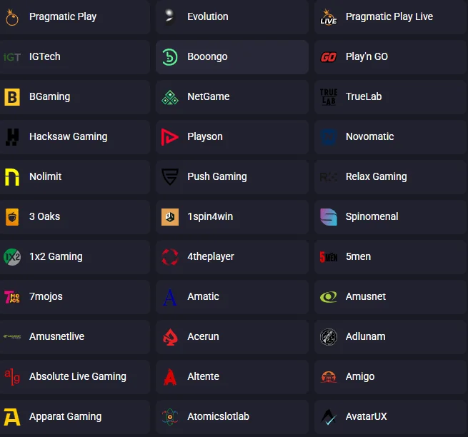 Providers at Playmojo Casino